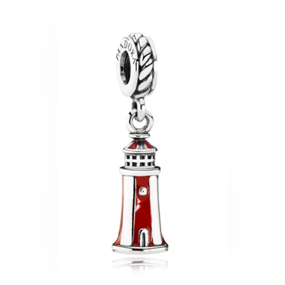 Authentic Pandora Silver and Red enamel Lighthouse Charm 791137EN42 (retired)